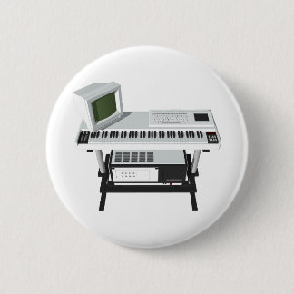 80's Style Sampler Keyboard: 3D Model: Pinback Button