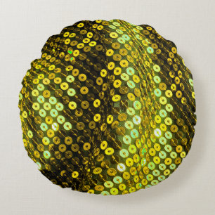 80s style sequined textile closeup. round pillow