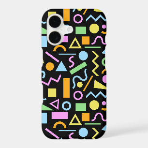 80s Style Shape Pattern Color on Black iPhone 17 Case