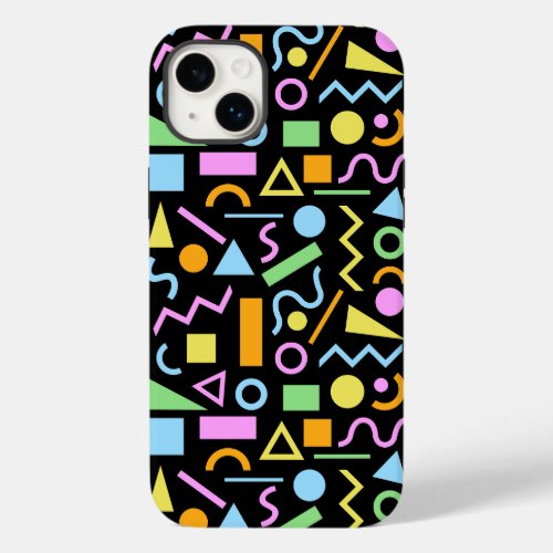 80s Style Shape Pattern Color on Black Case_Mate iPhone 14 Plus Case