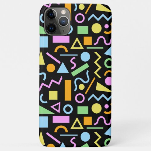 80s Style Shape Pattern Color on Black iPhone 11 Pro Max Case