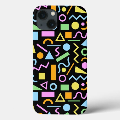 80s Style Shape Pattern Color on Black iPhone 13 Case