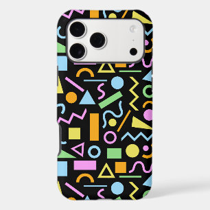 80s Style Shape Pattern Color on Black iPhone 17 Pro Max Case