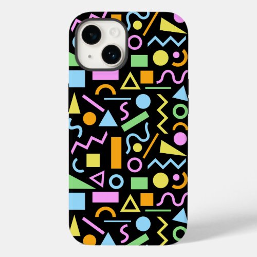 80s Style Shape Pattern Color on Black Case_Mate iPhone 14 Case