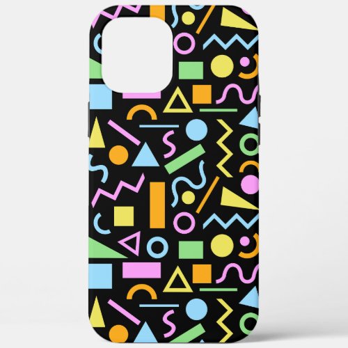 80s Style Shape Pattern Color on Black iPhone 12 Pro Max Case