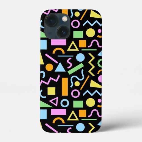 80s Style Shape Pattern Color on Black iPhone 13 Mini Case