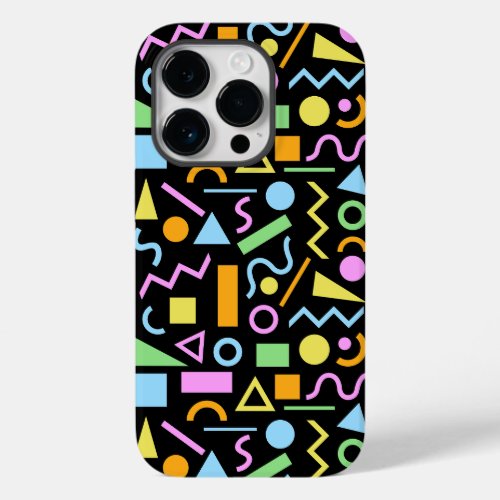 80s Style Shape Pattern Color on Black Case_Mate iPhone 14 Pro Case