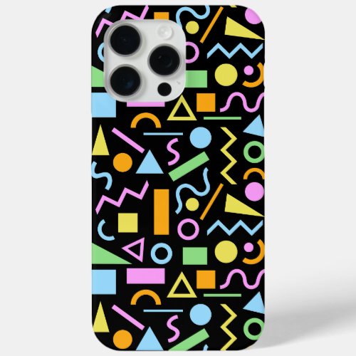 80s Style Shape Pattern Color on Black iPhone 15 Pro Max Case