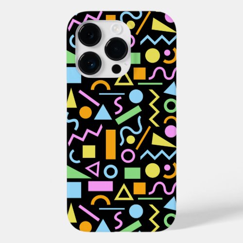 80s Style Shape Pattern Color on Black Case_Mate iPhone 14 Pro Case