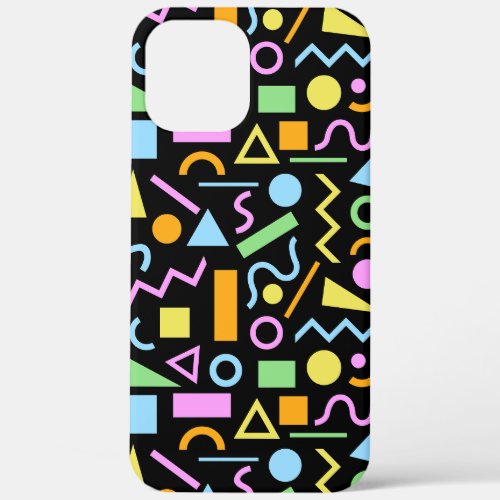 80s Style Shape Pattern Color on Black iPhone 12 Pro Max Case