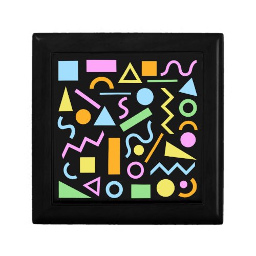 80s Style Shape Pattern Color on Black Gift Box