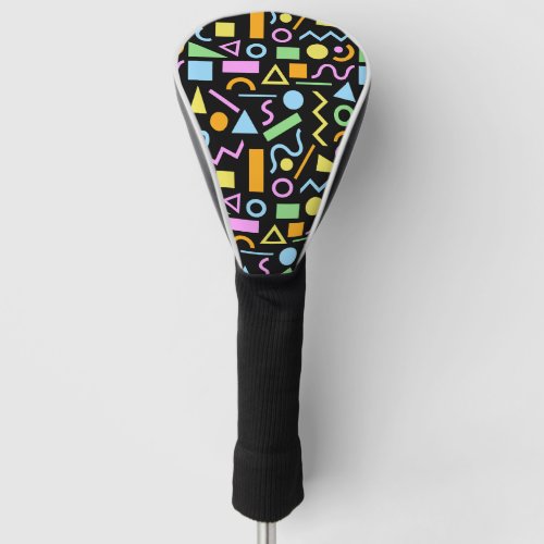 80s Style Shape Pattern Color on Black Golf Head Cover