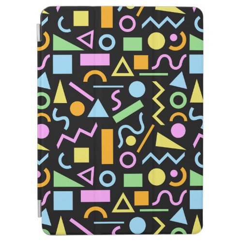 80s Style Shape Pattern Color on Black iPad Air Cover