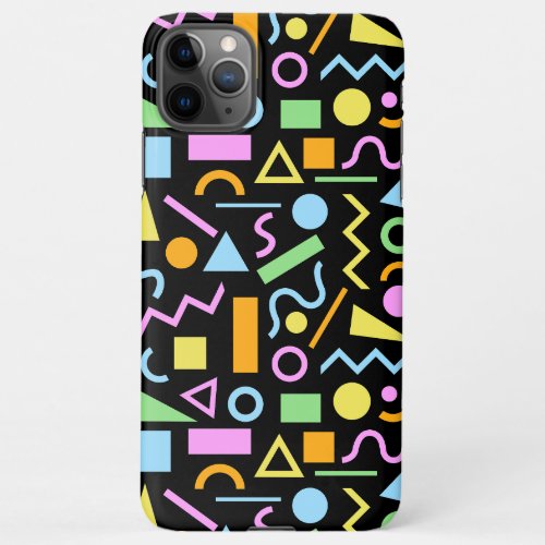 80s Style Shape Pattern Color on Black iPhone 11Pro Max Case