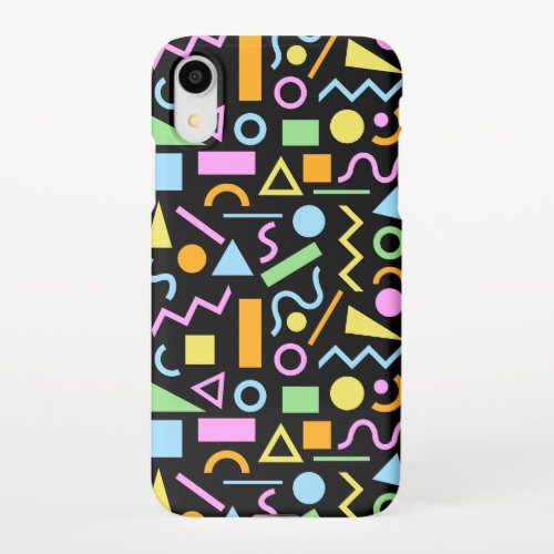 80s Style Shape Pattern Color on Black iPhone XR Case