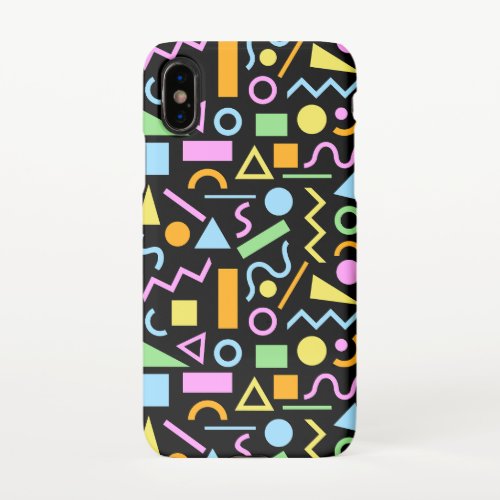80s Style Shape Pattern Color on Black iPhone X Case