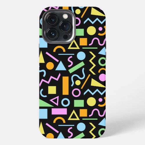 80s Style Shape Pattern Color on Black iPhone 13 Pro Max Case