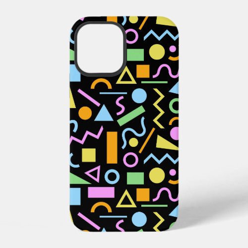 80s Style Shape Pattern Color on Black iPhone 12 Case