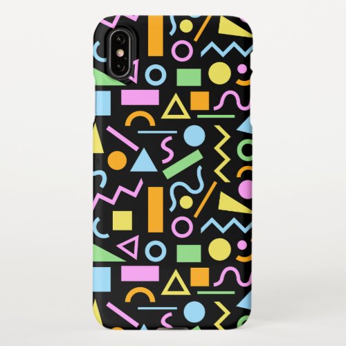 80s Style Shape Pattern Color on Black iPhone XS Max Case