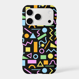 80s Style Shape Pattern Color on Black iPhone 17 Pro Case
