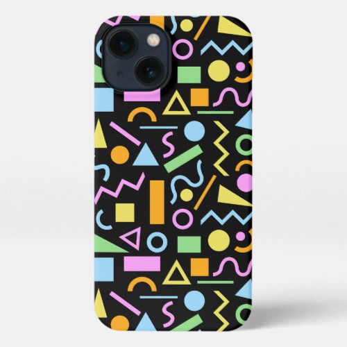 80s Style Shape Pattern Color on Black iPhone 13 Case