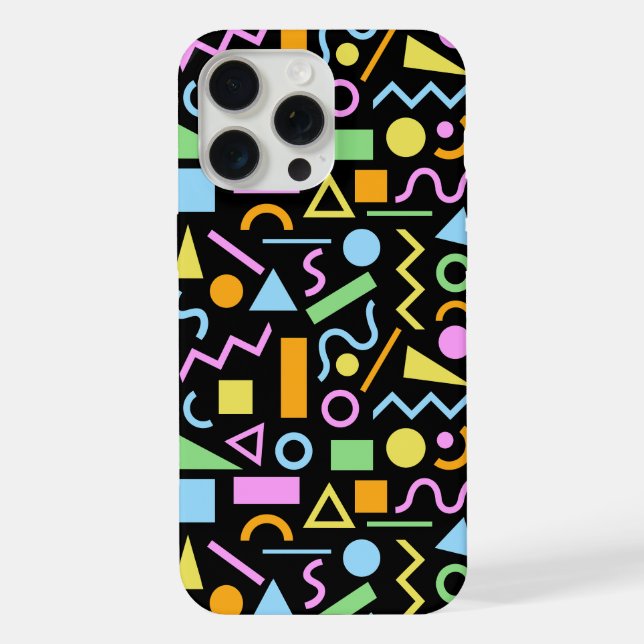 80s Style Shape Pattern Color on Black iPhone Case (Back)