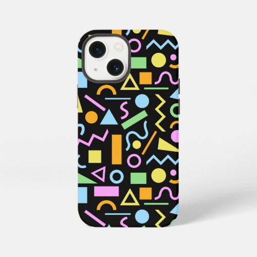 80s Style Shape Pattern Color on Black iPhone 13 Mini Case