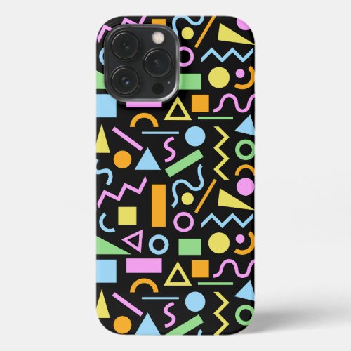 80s Style Shape Pattern Color on Black iPhone 13 Pro Max Case