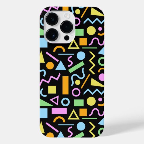 80s Style Shape Pattern Color on Black iPhone 14 Pro Max Case