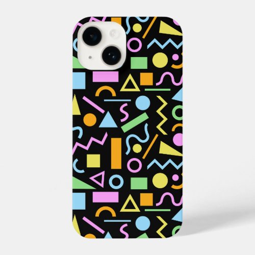 80s Style Shape Pattern Color on Black iPhone 14 Case