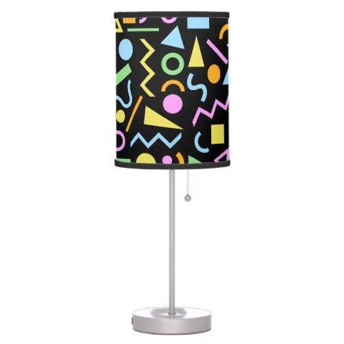 80s Style Shape Pattern Color on Black Table Lamp