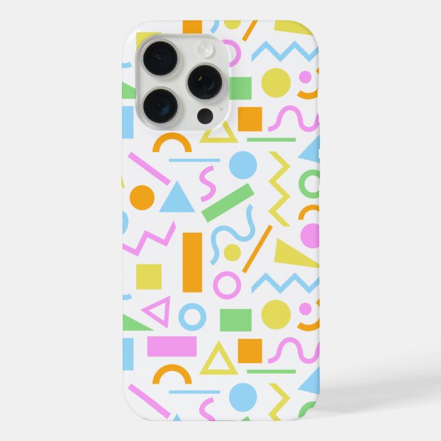 80s Style Shape Pattern Color on White Iphone Case (Back)