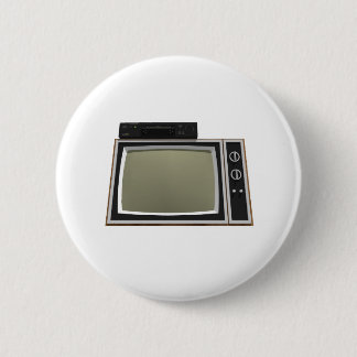 80's Style TV and VCR: 3D Model Pinback Button