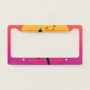 80s Sunset  License Plate Frame