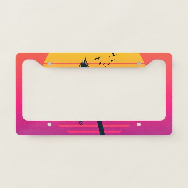 80s Sunset  License Plate Frame (Front)