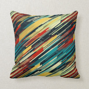 80s Sweater Modern Geometric Stripe Throw Pillow