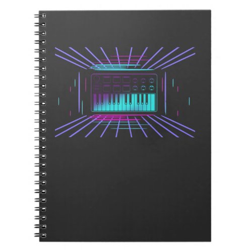 80s Synthesizer Keyboard Synth Analog Music Notebook