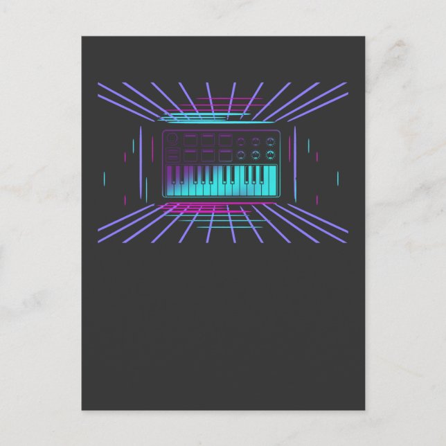 80s Synthesizer Keyboard Synth Analog Music Postcard (Front)