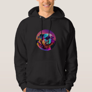 80s Synthwave Bulldog with a Retro Aesthetic Hoodie