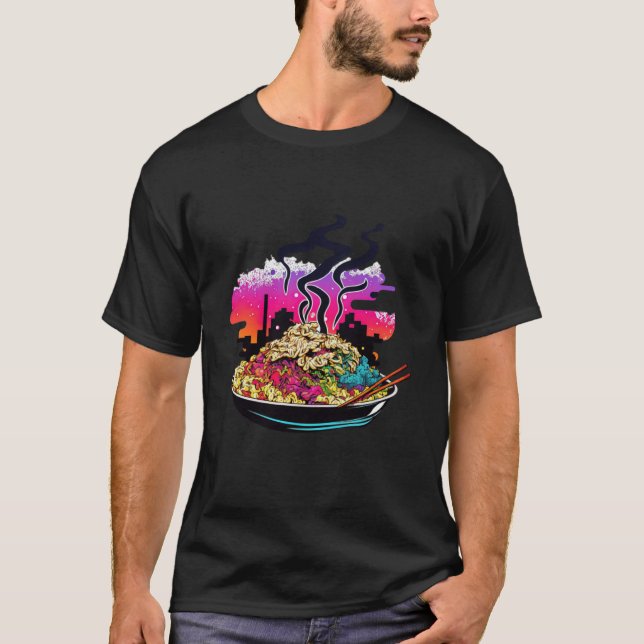 80s Synthwave Fried Rice with a Retro Aesthetic T-Shirt (Front)