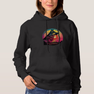 80s Synthwave German Shepherd with a Retro Aesthet Hoodie