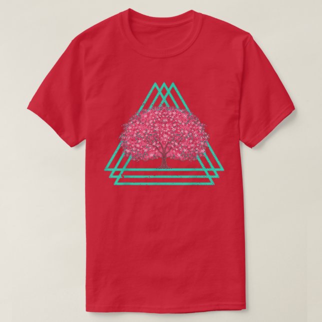 80s Synthwave Sakura Japan Flower Vaporwave Cherry T-Shirt (Design Front)