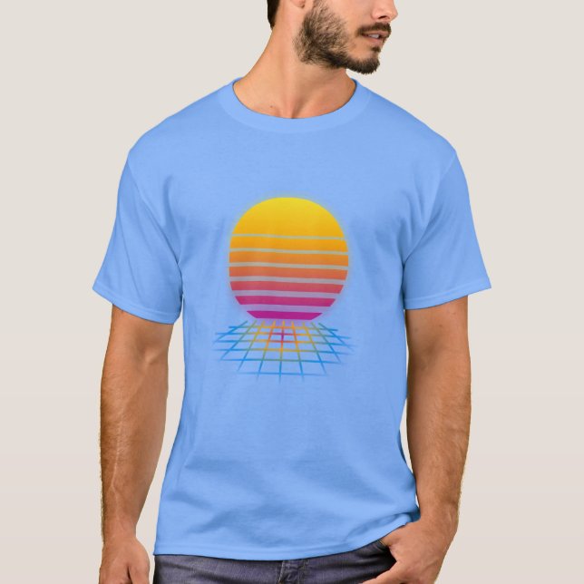 80s Synthwave Sunset T-Shirt (Front)