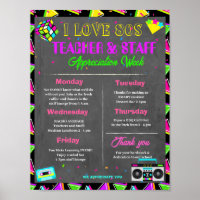 80s Teacher Staff Appreciation week template