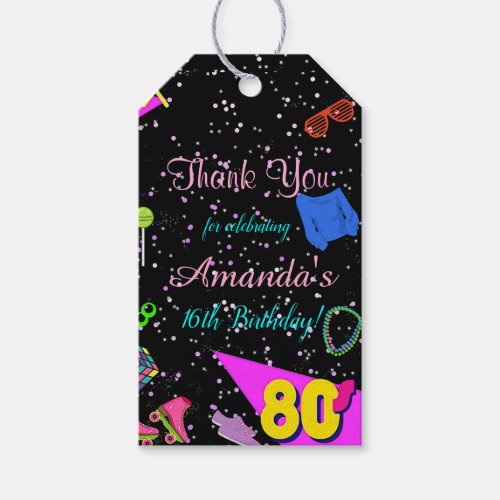 80s Thank You Back to the 80s Any Age  Gift Tags