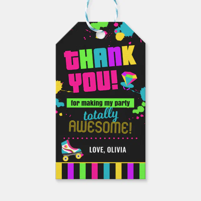 80s Thank You Tags 80s Favor Tags Zazzle 1516