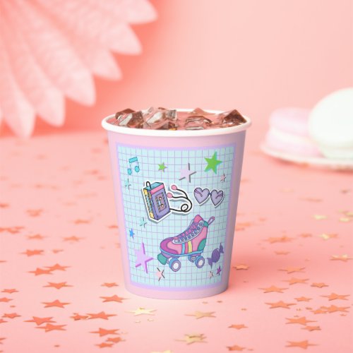 80s theme birthday party roller skate party paper cups