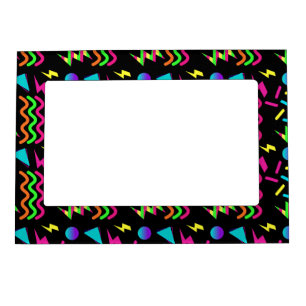 80's theme pattern retro black neon magnetic frame