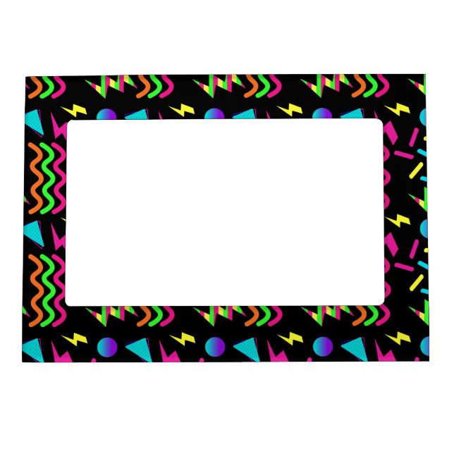 80's theme pattern retro black neon magnetic frame (Front)