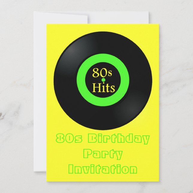 80s themed party invitation 80s retro vinyl album (Front)